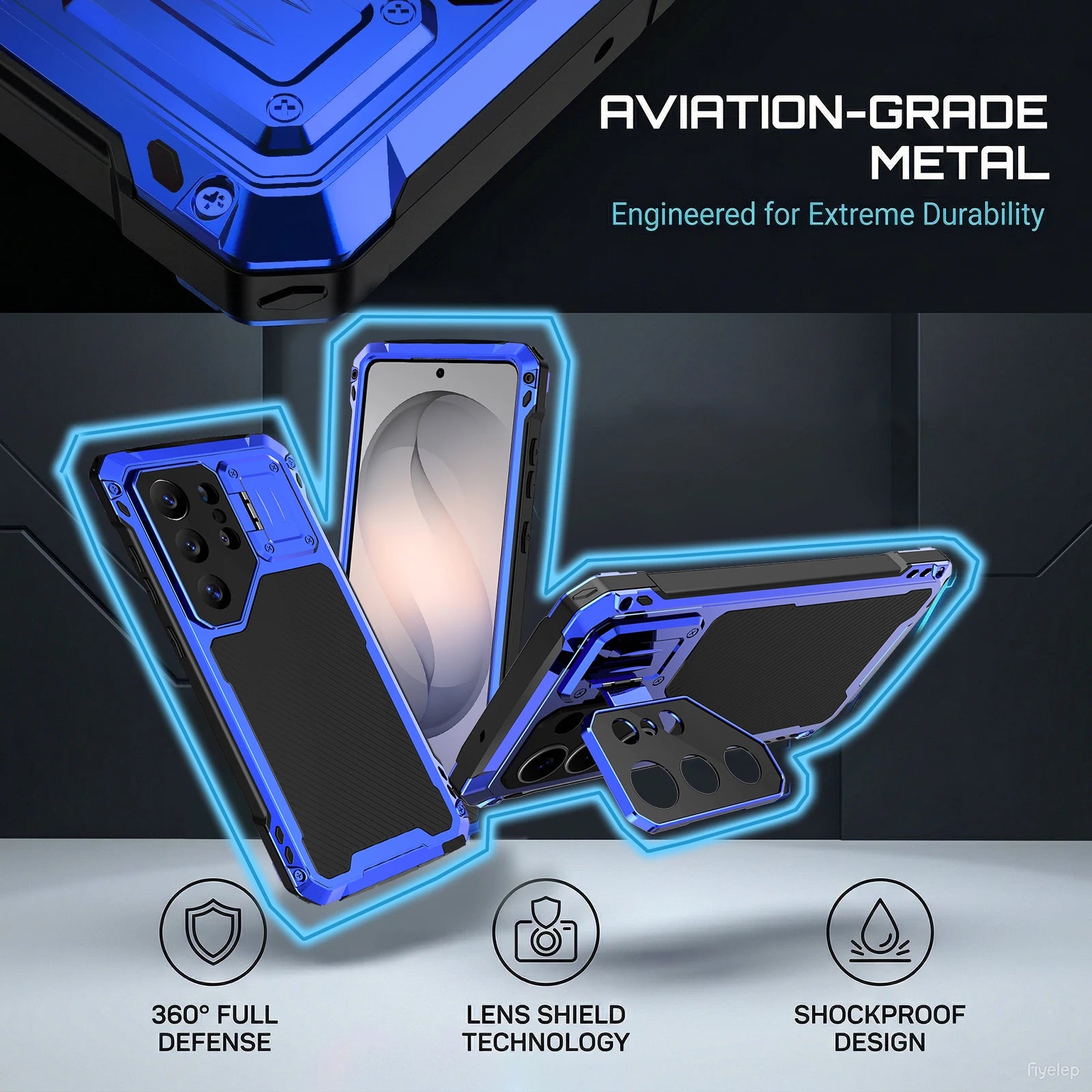Shockproof Armor Case with Camera Lens Cover for Samsung Galaxy S24 Ultra
