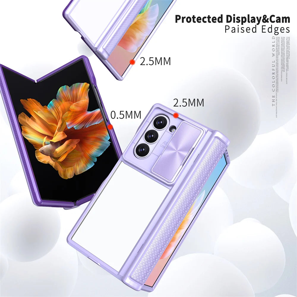 Shockproof Clear Acrylic Protective Phone Case with Hinge Protection for Samsung Z Fold 5