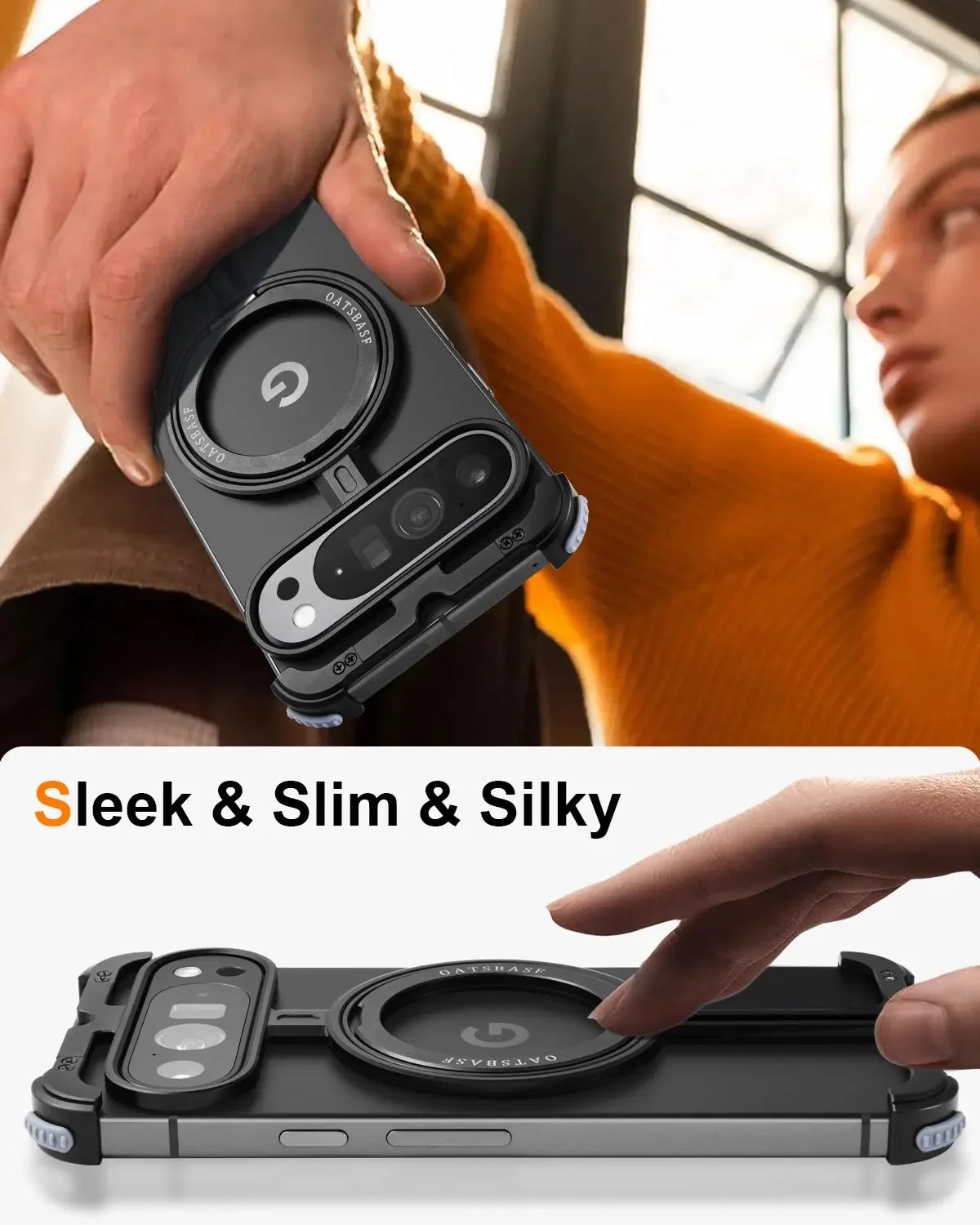 Google Pixel 9 Series Frameless Magnetic Case with 360° Rotating Kickstand