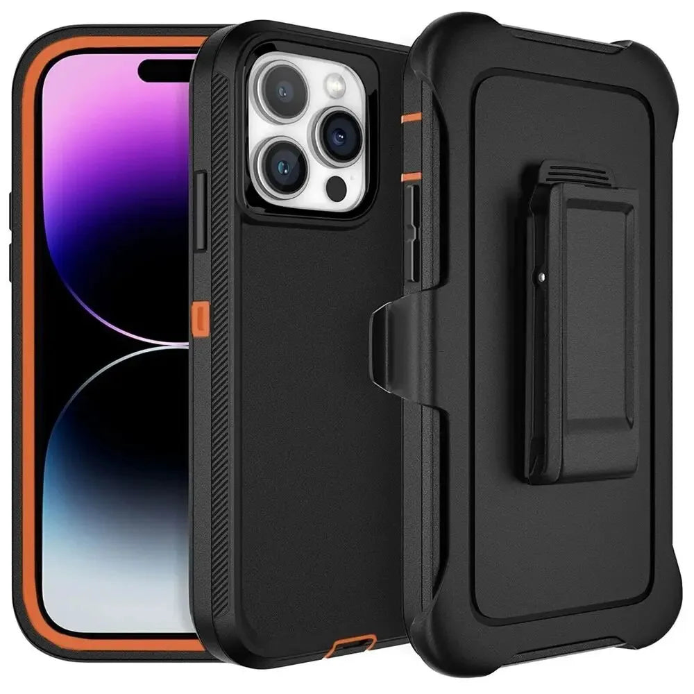 Three-Layer Shockproof Case with Belt Clip for iPhone 16 Series
