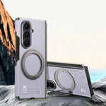 Textured Leather Shockproof Kickstand Case with 360° Rotating Ring for Samsung Galaxy Z Fold 7