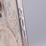 Transparent Floral MagSafe Case with Integrated Wireless Charging Ring for iPhone 15 Series