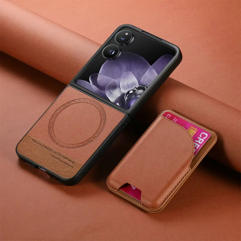 Samsung Galaxy Z Flip 7 Luxury Magnetic Leather Case with Card Holder