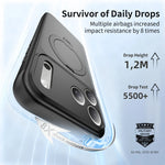 MagSafe Compatible Frosted Case with Rotatable Metal Ring Stand for iPhone 17 Series