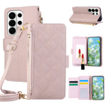 Quilted Faux Leather Crossbody Wallet Case with Detachable Adjustable Strap for Samsung Galaxy S24 Series