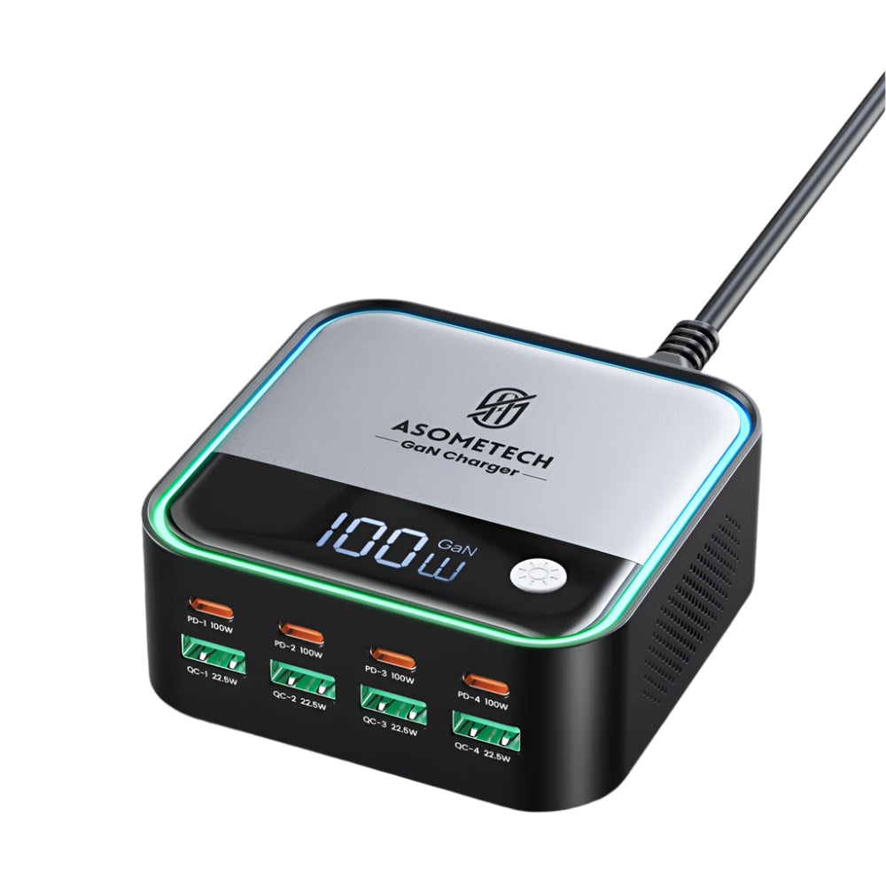 Asometech 100W 8-Port GaN USB-C Charging Station