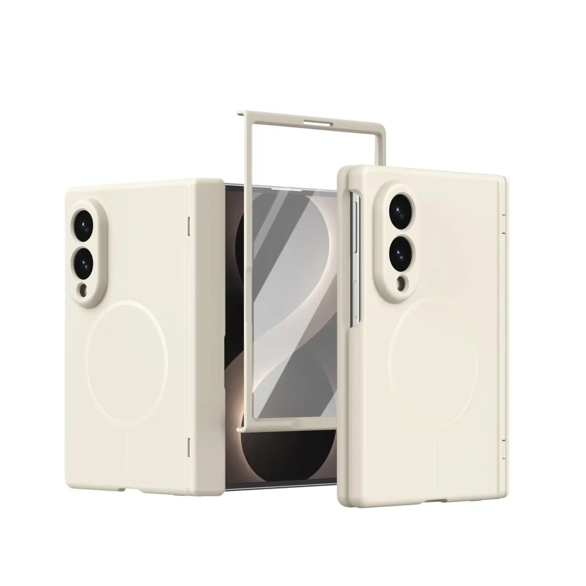 Integrated Tempered Glass Screen Protector Case with Magnetic Ring Mount for Samsung Galaxy Z Fold 8