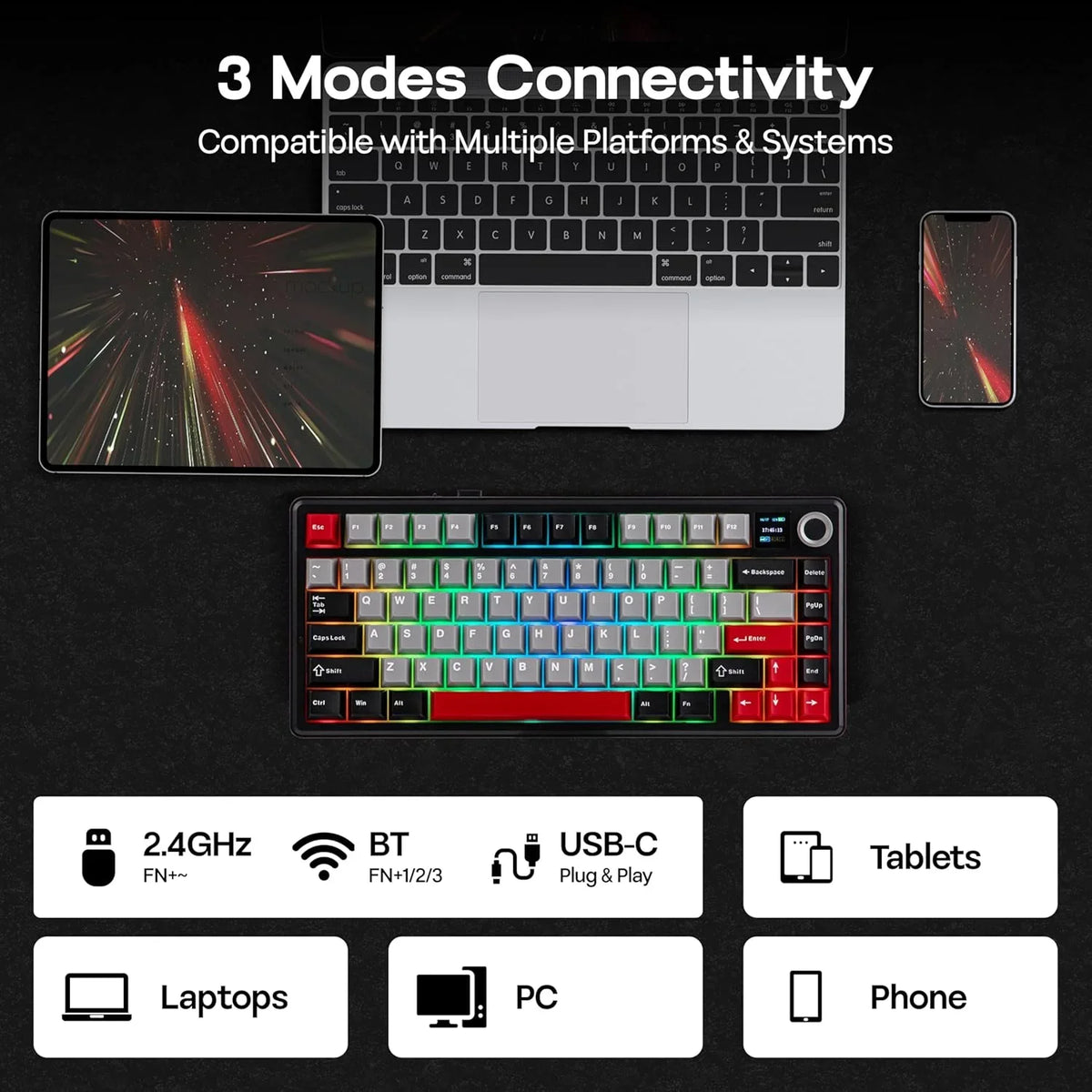 Aula F75 MAX 75% Wireless Mechanical Keyboard with LCD Screen