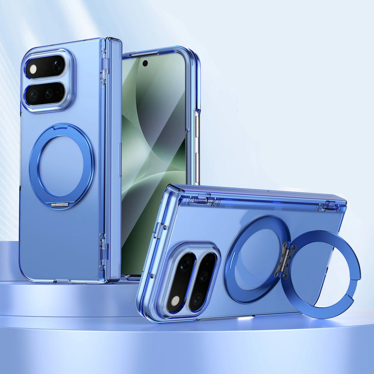 Transparent Fold Case with 360° Rotatable Ring for Google Pixel 11 Pro Fold