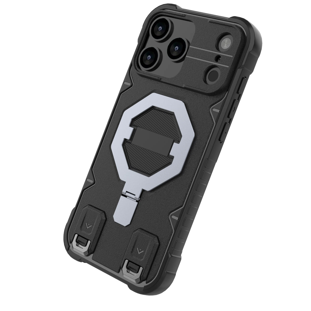 iPhone 17 Series Shockproof PC Case with 360° Stand