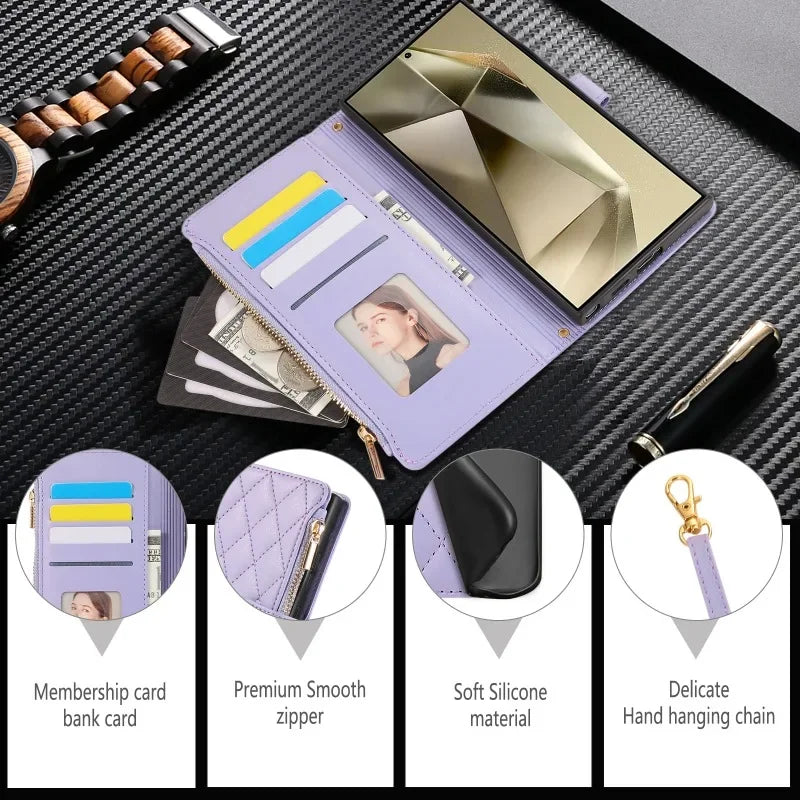 Crossbody Leather Wallet Case for Samsung Galaxy S25 Series