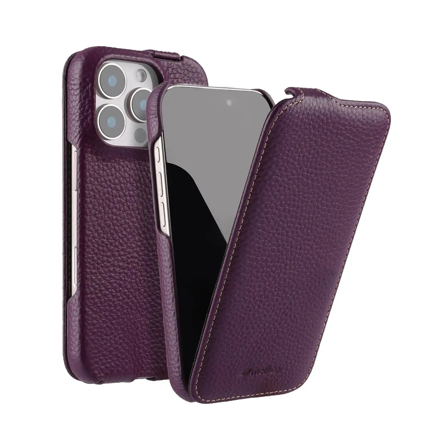 Premium Genuine Leather Magnetic Flip Case for iPhone 16 Series
