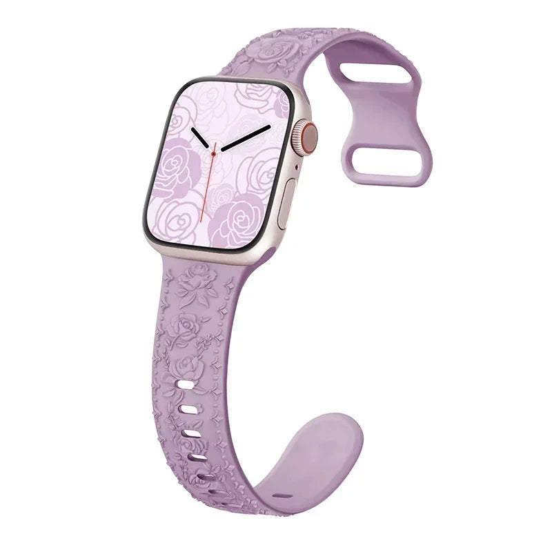 Floral Rose Engraved Bracelet Strap for Apple Watch