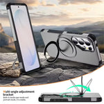 Shockproof Bumper Case with Rotating Magnetic Ring Stand for Samsung Galaxy S25 Ultra