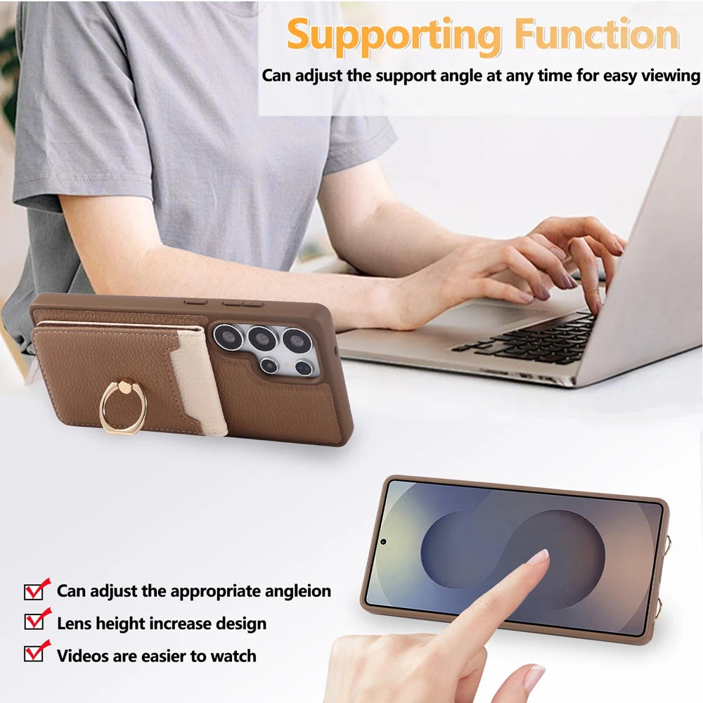 Crossbody Leather Wallet Case & Kickstand for Samsung Galaxy S25 Series