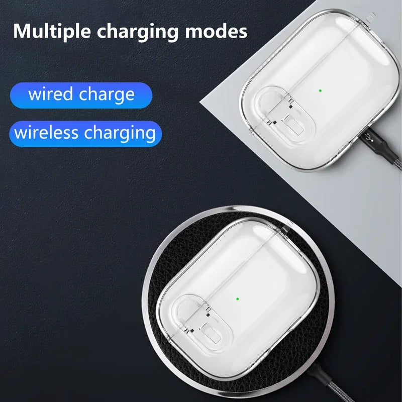 TPU+PC Clear Protective Shell with Keychain for AirPods