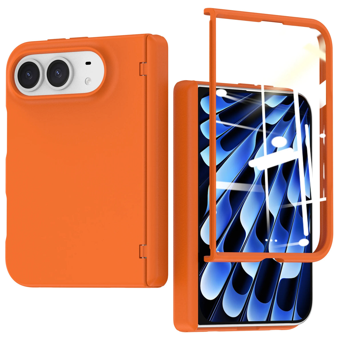 Full-Body Case with Hinge Protection and Built-In Tempered Glass Film for iPhone Duo