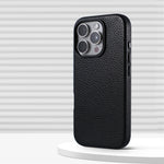 Solid Color Litchi Grain PU Leather MagSafe Case for iPhone 16 Series