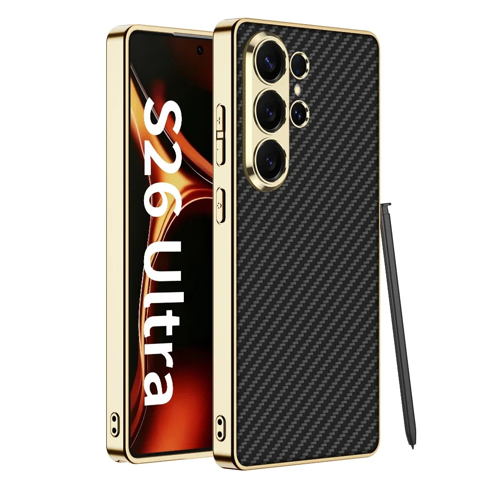 Luxury Electroplated Leather Case for Samsung Galaxy S26 Ultra