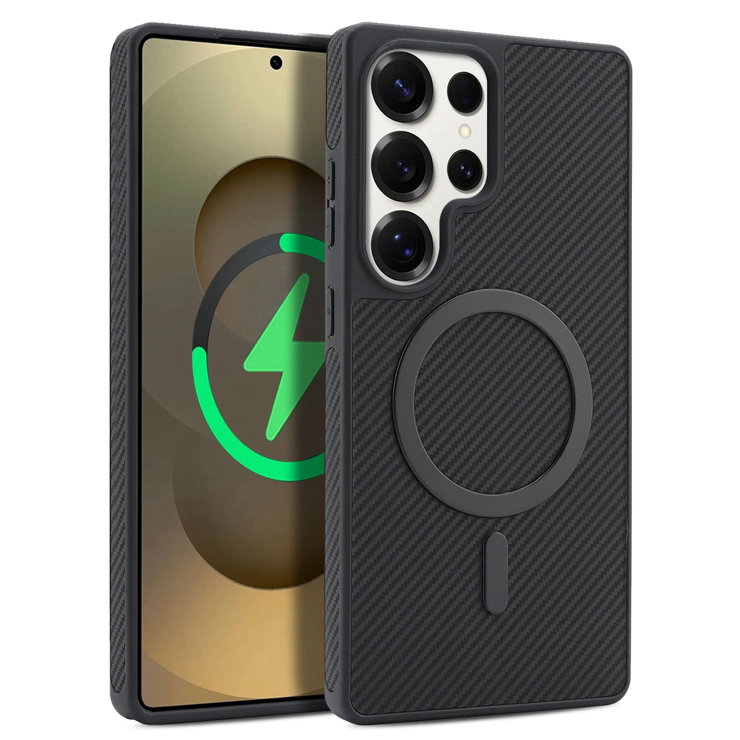 Carbon Fiber Magnetic Leather Case for Samsung Galaxy S25 Series