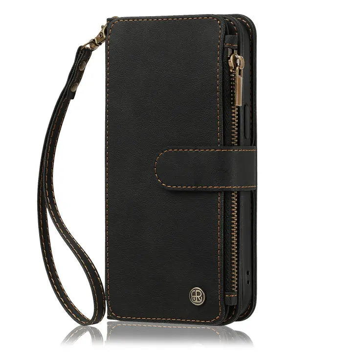 9-Card Leather Wallet Case with Adjustable Crossbody Strap for OPPO Find X9 Series