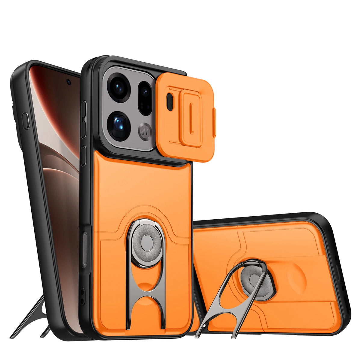 Shockproof Dual-Layer Case with Slide Lens Cover for OPPO Find X9 Series