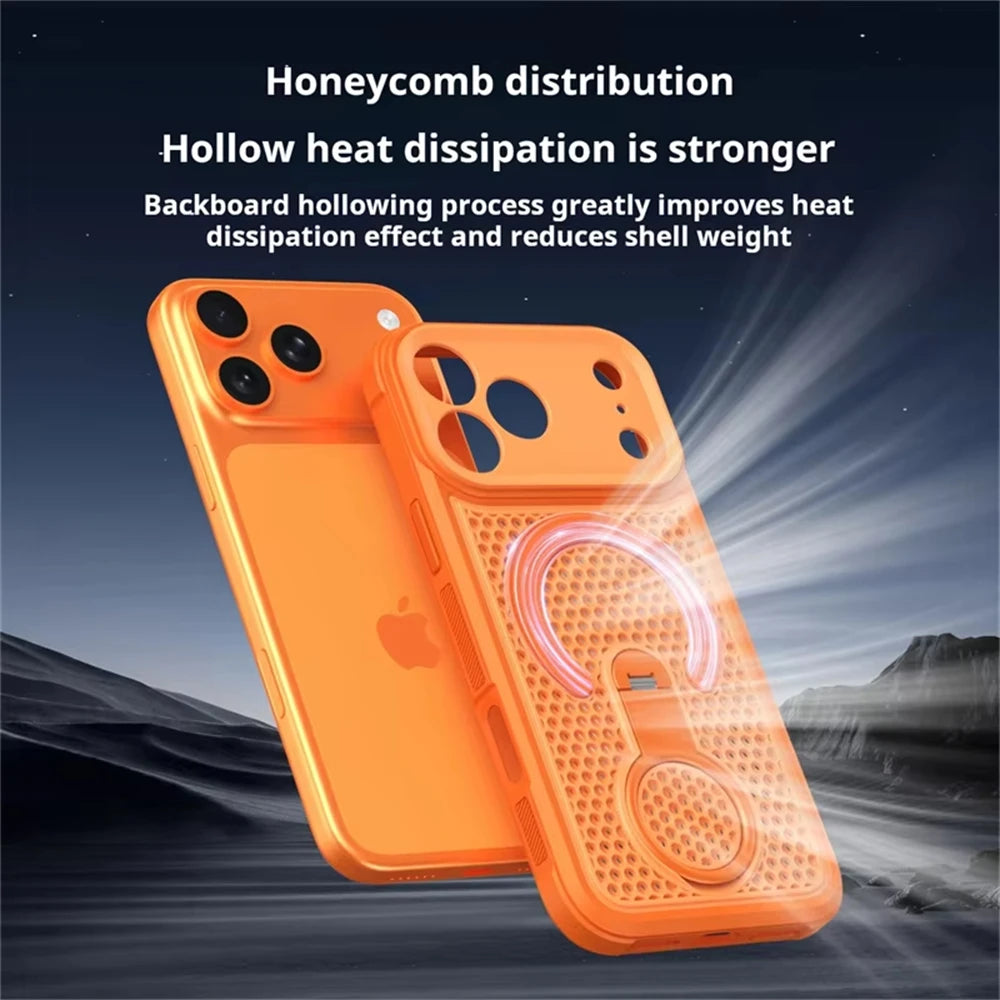 MagSafe Compatible Heat Dissipation Case with 360° Ring Stand for iPhone 17 Series