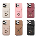 iPhone 16 Series Crossbody Leather Phone Case with Card Holder & Ring & Lanyard