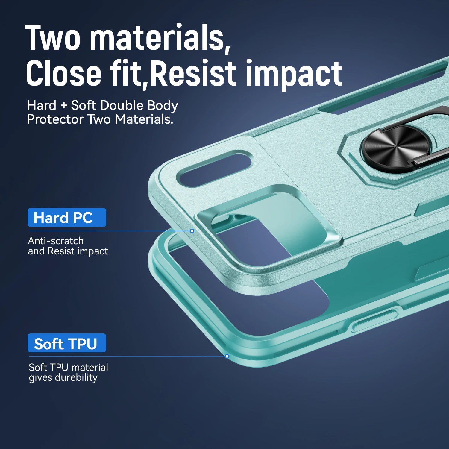 Military-Grade Dual-Layer Shockproof Case with Magnetic Ring for iPhone 17 Series