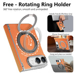 Shockproof Lychee Leather Case with 360° Rotating Ring Stand for iPhone Duo