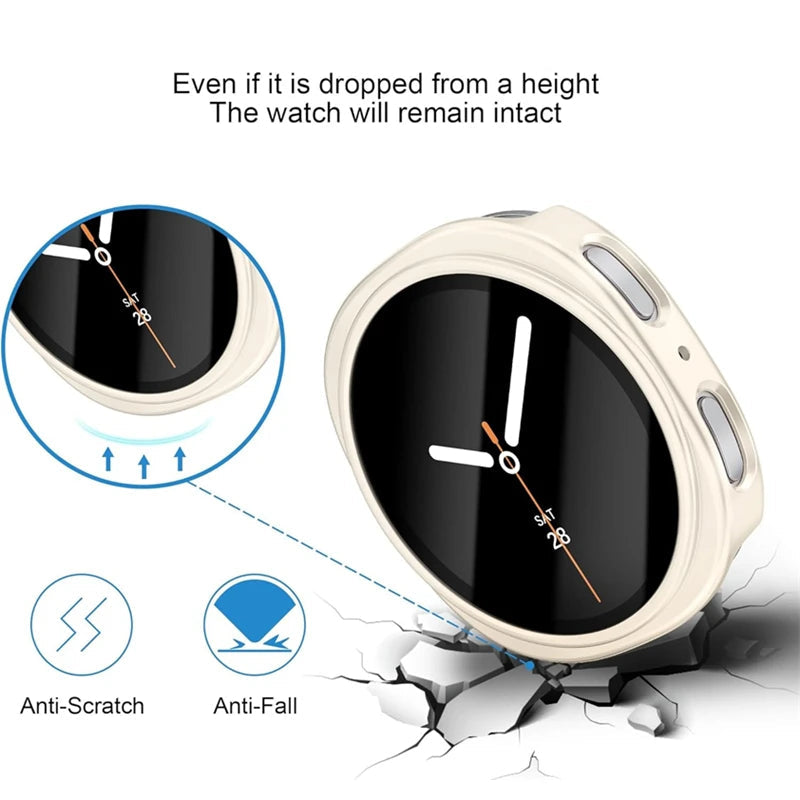 Shockproof PC Case with Tempered Glass Screen Protector for Samsung Galaxy Watch 8