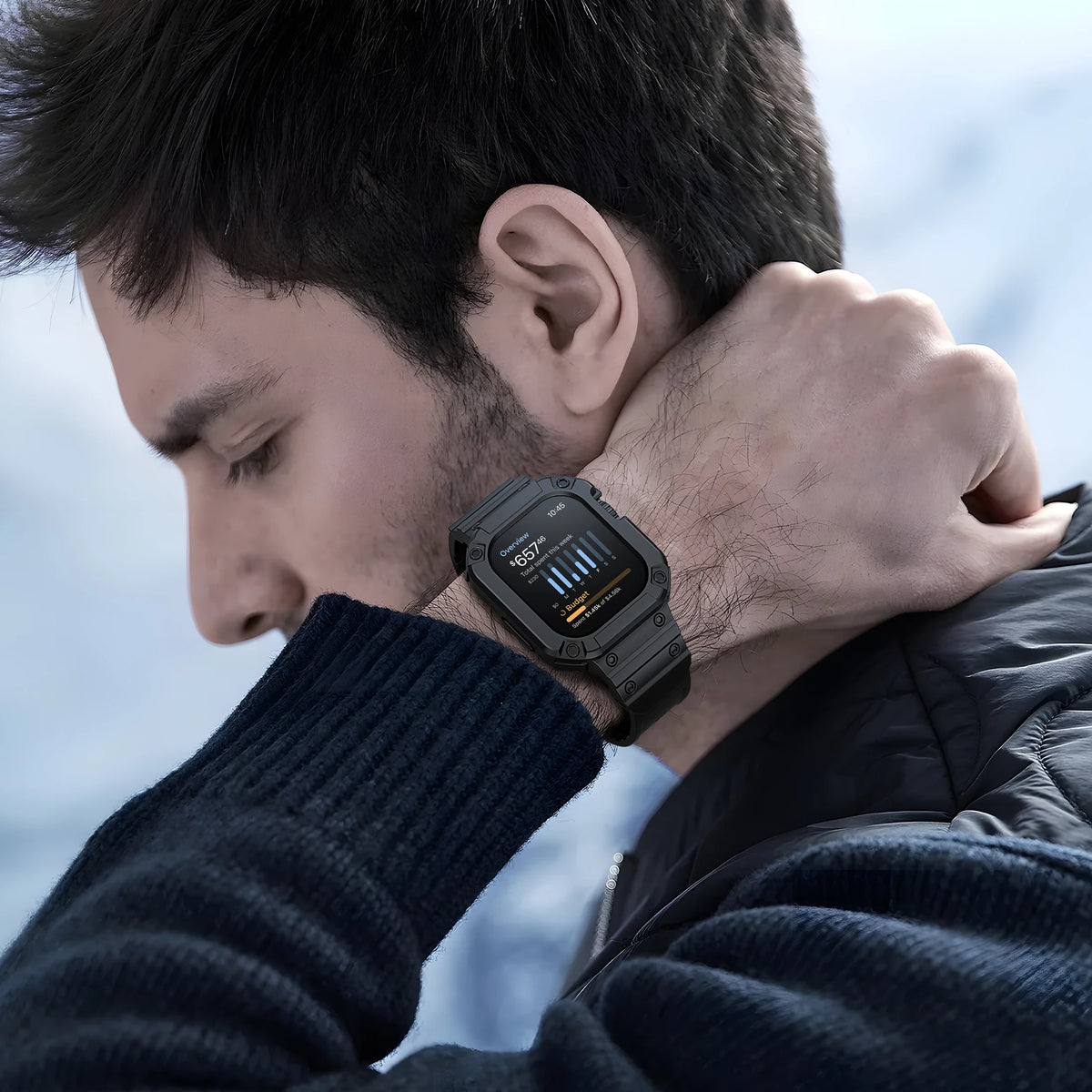 Shockproof TPU Silicone Bumper Case with Strap for Apple Watch Ultra