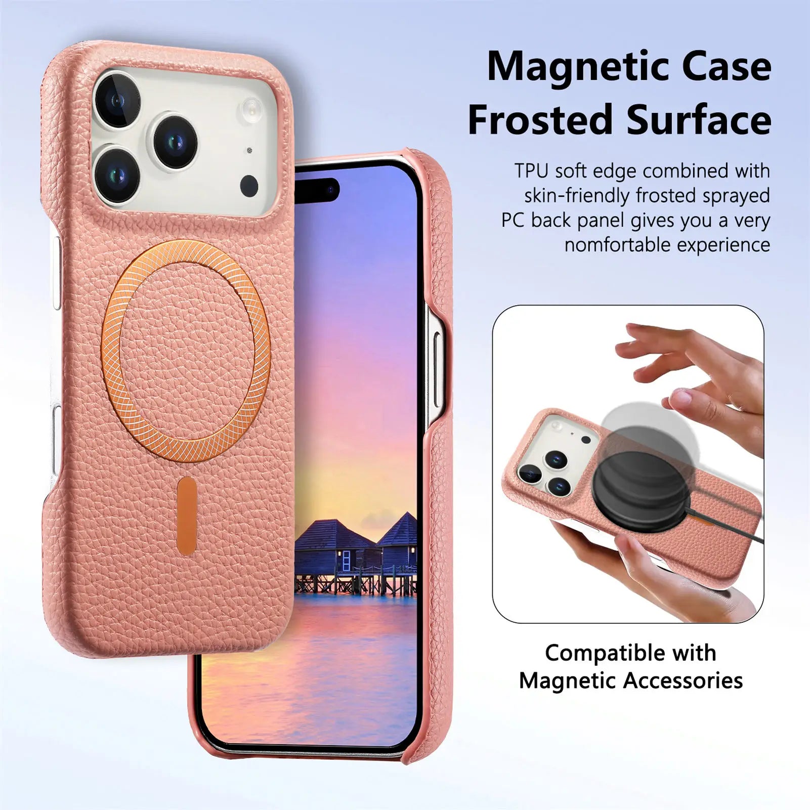 Business Lychee Grain Leather MagSafe Case for iPhone 17 Series