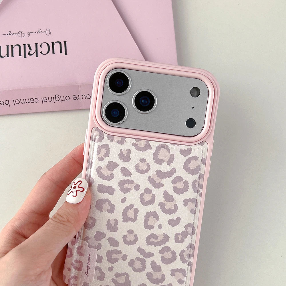 Cute Leopard Pattern Leather Protective Phone Case for iPhone 17 Series