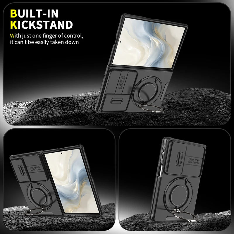 Heavy Duty PC+TPU Case with Rotating Ring Magnetic Car Mount Bracket for Samsung Galaxy Z Fold 8