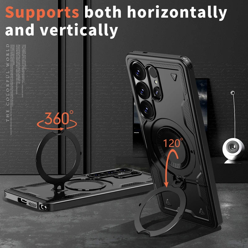 Samsung Galaxy S26 Series Military Drop-Proof Case with 360° Ring Stand