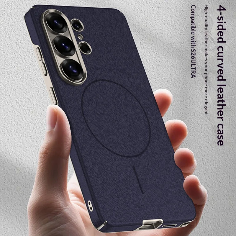 Luxury PU Leather Magnetic Case with Lens Protection for Samsung Galaxy S26 Ultra