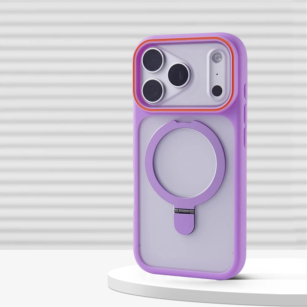 Shockproof Translucent MagSafe Kickstand Case with Raised Camera Ring for iPhone 18 Series
