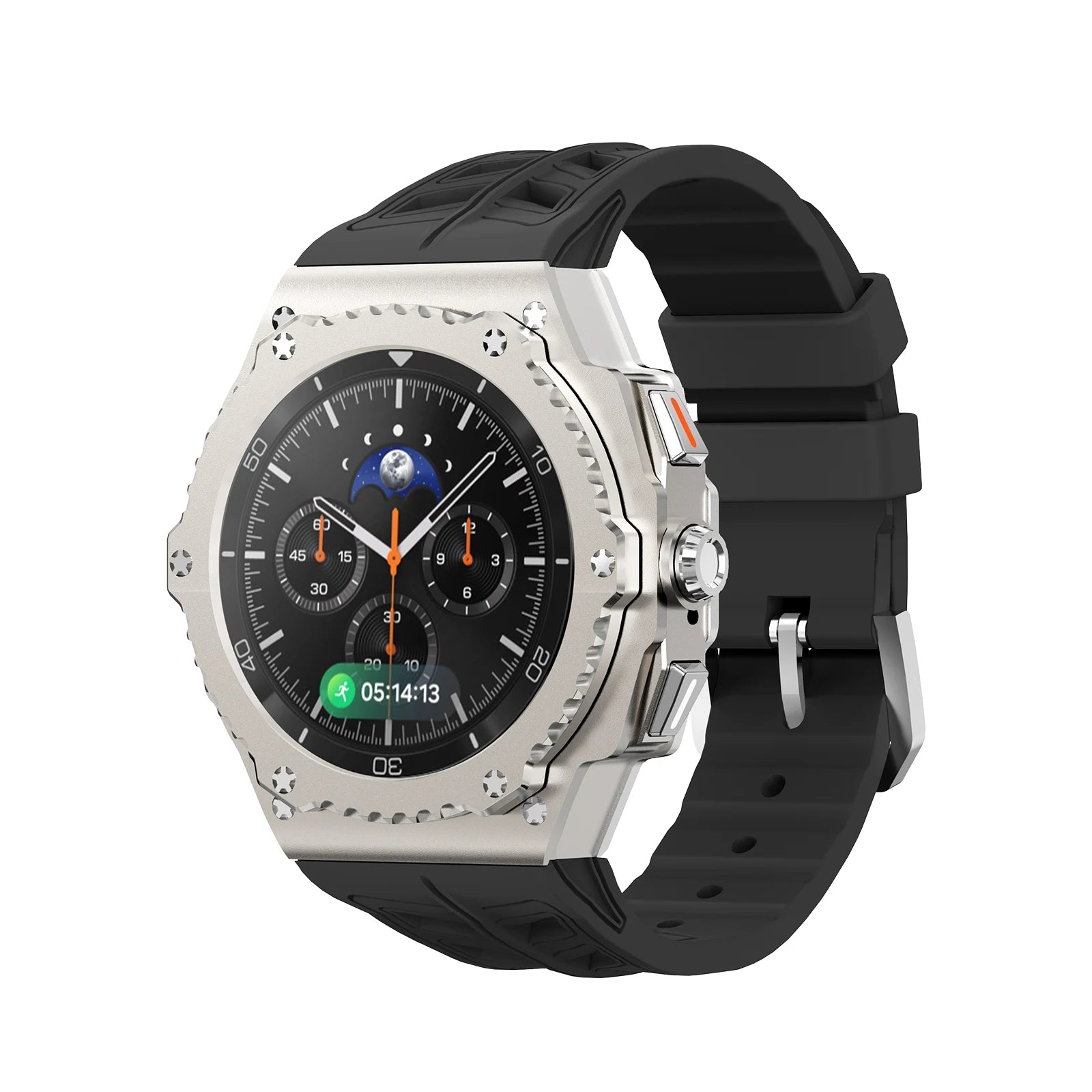 Luxury Stainless Steel Tactical Case and Silicone Sport Band Modification Kit for Samsung Galaxy Watch 8 Classic