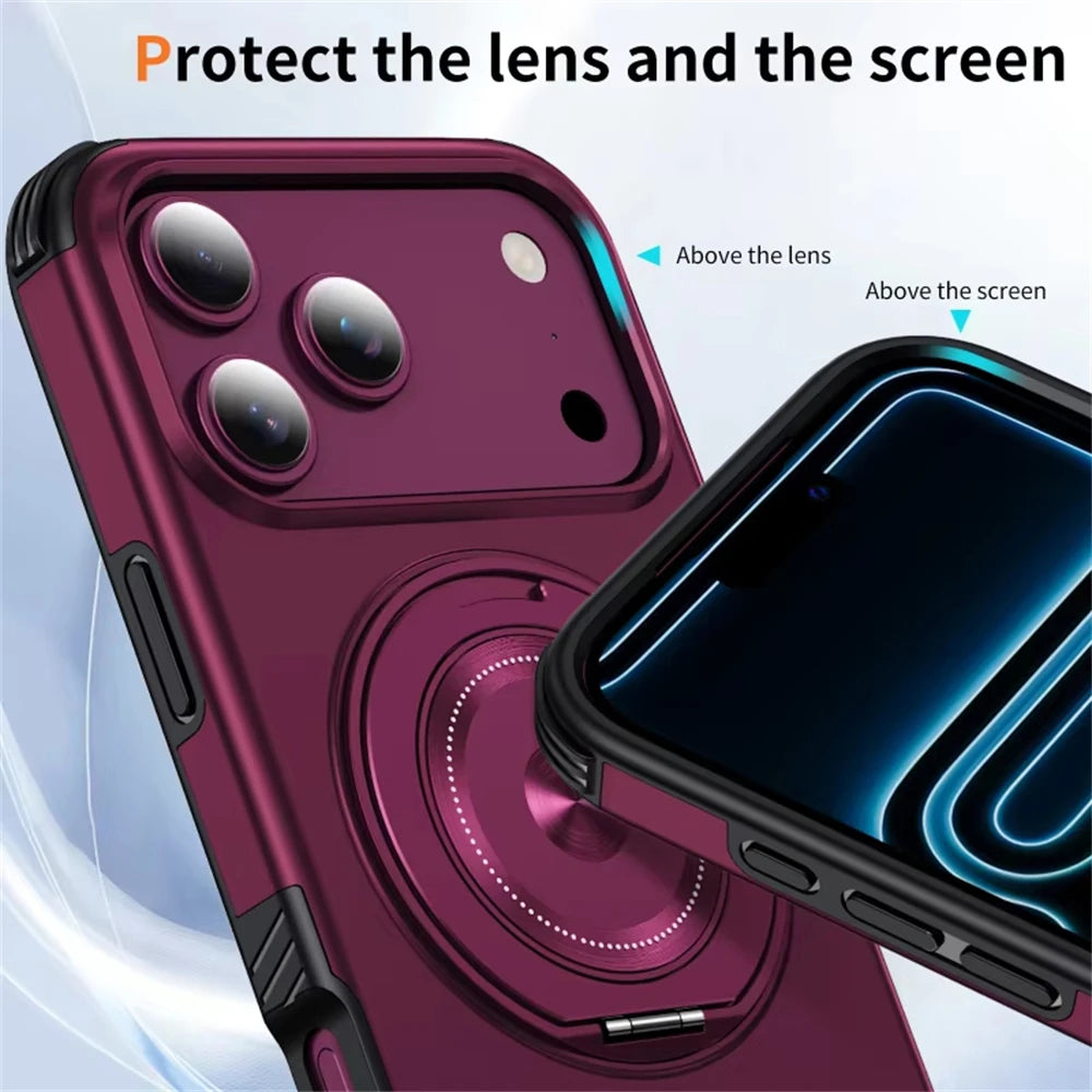 Shockproof Case with 360° Rotating Ring Stand for iPhone 18 Series