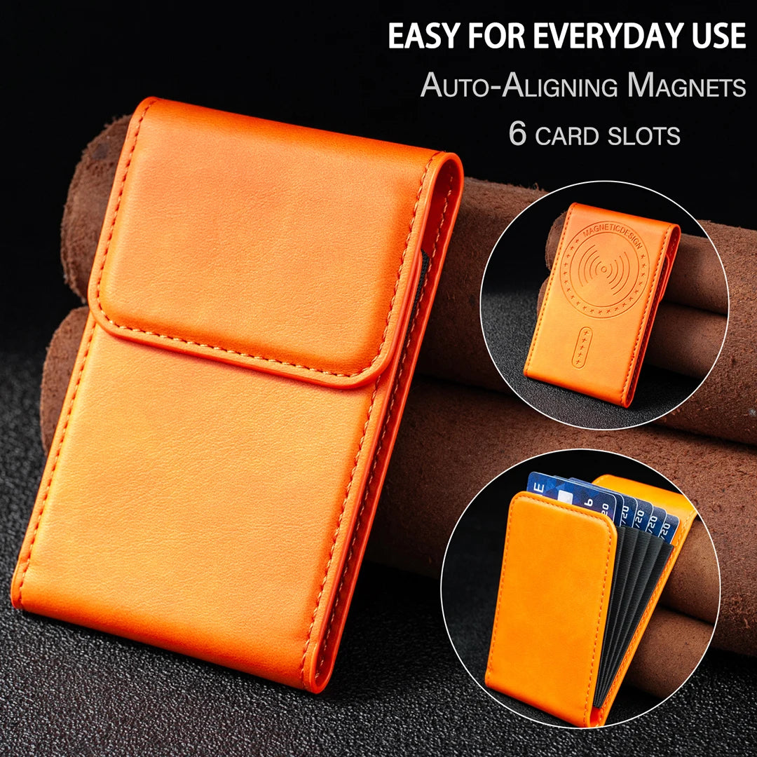 Premium Accordion Magnetic Leather Wallet