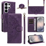 Embossed Mandala Crossbody Leather Wallet Case for Samsung S26 Series