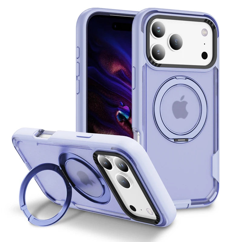 Shockproof PC Armor MagSafe Case with Metal Bracket for iPhone 17 Series