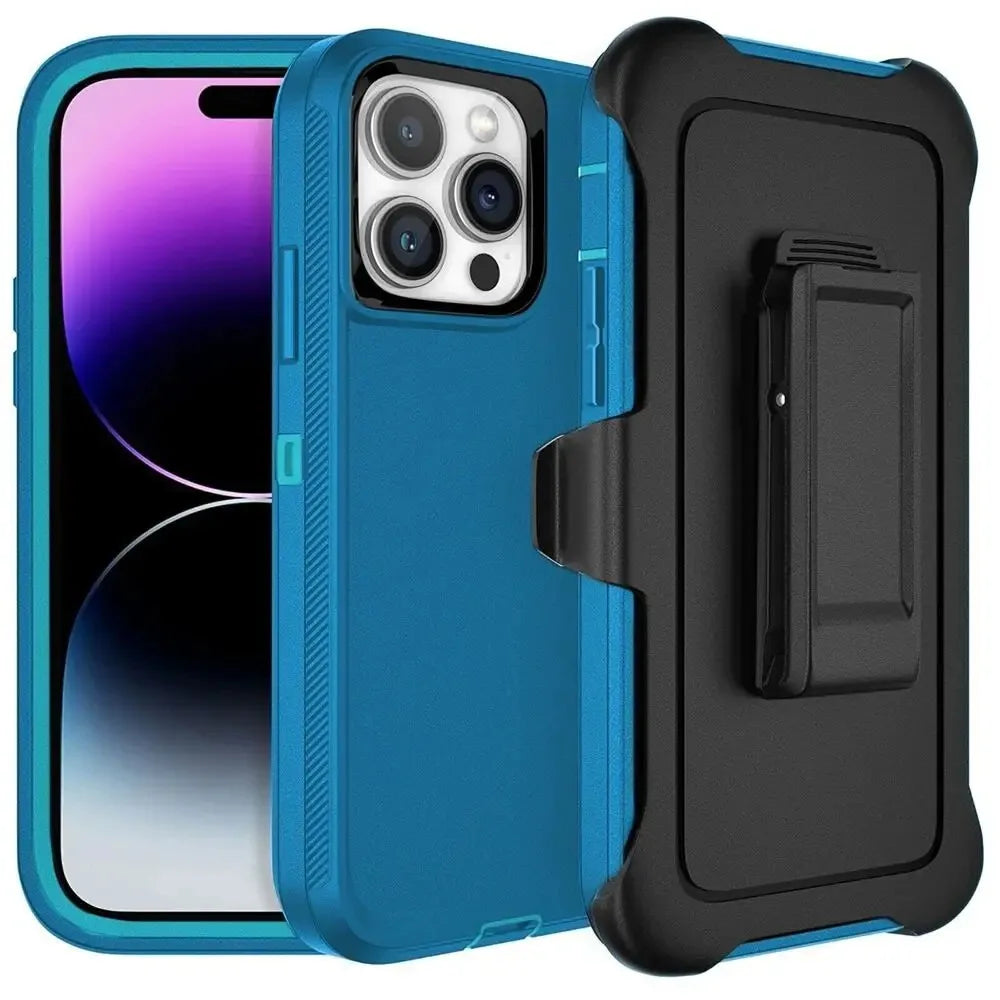 Three-Layer Shockproof Case with Belt Clip for iPhone 16 Series