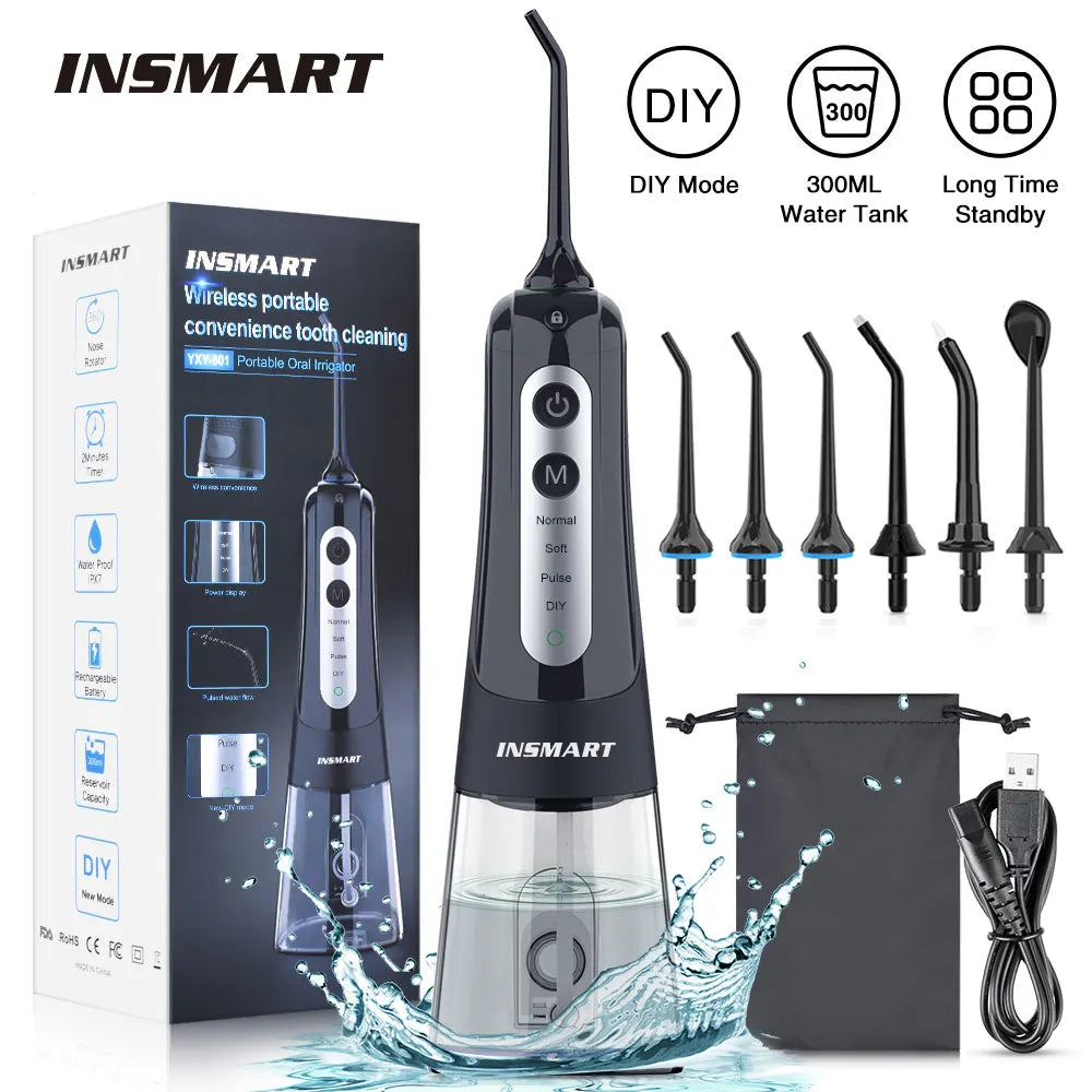 INSMART Portable Oral Irrigator with 300ML Water Tank for Deep Clean