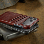 iPhone 17 Series Hard Shockproof Leather Wallet Case