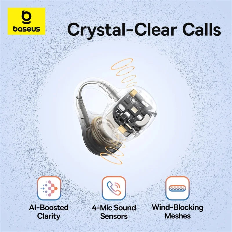 Baseus BC1 Wireless Sports Ear Clip Headphones with Super Bass and IP55 Protection