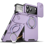 Durable Heavy Duty Case with Camera Slide Cover & Magnetic Ring Kickstand for iPhone 17 Series