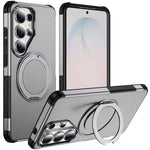 Shockproof Textured Bumper Case with 360° Rotating Magnetic Ring Stand for Samsung Galaxy S26 Series