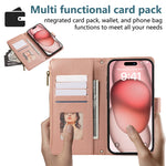 Leather Crossbody Wallet Case with Card Holder & Wrist Strap for iPhone 16 Series